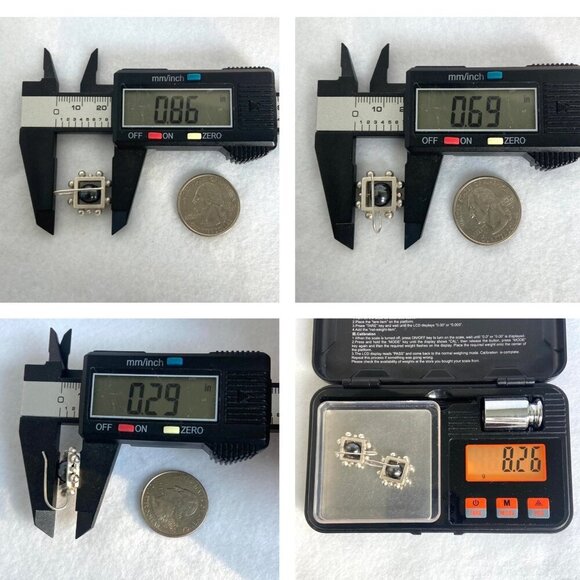 Sterling Silver 925 Modernist Style Square Freshwater Pearl Dangle Earrings - Picture 10 of 16